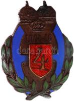 1914-1916. "4. Huszárezred" zománcozott jelvény (36x28mm) T:1/1- Hungary 1914-1916. "4th Hussar Regiment" enamelled badge (36x28mm) C:UNC/AU