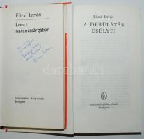 Eörsi István: A derűlátás esélyei. Bp., 1981, Szépirodalmi; Lonci narancssárgában. Bp., 1976, Szépirodalmi (dedikált!)