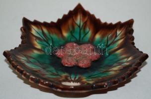 Mezőtúr levél alakú kerámia, jelzett, d:14 cm