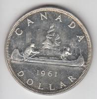 Kanada 1961. 1$ Ag "Indián kenu" T:2/2- Canada 1961. 1 Dollar Ag "Canoe" C:XF/VF