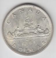 Kanada 1965. 1$ Ag "Kenu" T:2 Canada 1965. 1 Dollar Ag "Canoe" C:XF