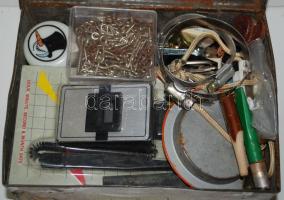 Régi "Stühmer Ropp szelet" kekszes doboz vegyes barkácstétellel