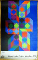 Vasarely kiállítási plakát, szitanyomat, vászon, 100×64 cm