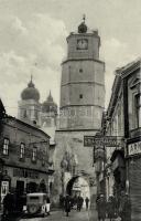 Trencsén tower, the shops of Feldmann and Rudolf Schraner (cut)