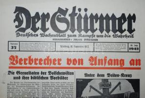 1942. szept. 10. Der Stürmer: Deutsches Wochenblatt zum Kampfe um die Wahrheit. Német náci hetilap e...