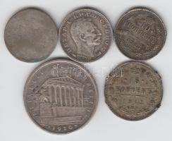 Ausztria 1926. 1Sch Ag + 10Kr Ag + Oroszország 1912. 15k Ag + 1915. 10k Ag + Szerbia 1915. 50P Ag T:2,2-,3,5 Austria 1926. 1 Schilling Ag + 10Kr Ag + Russia 1912. 15 kopeks Ag + 1915. 10 kopeks Ag + Serbia 1915. 50 Para Ag C:XF,VF,F,P