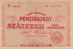 1946. 100.000AP pénztárjegy sorszámmal T:II-(apró beszakadás)