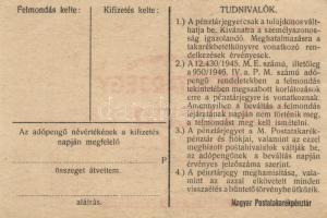 1946. 100.000AP pénztárjegy sorszámmal T:II-(apró beszakadás)