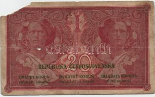 Csehszlovákia 1919. 20K T:IV sarokhiány Czechoslovakia 1919. 20 Korun C:G missing corner