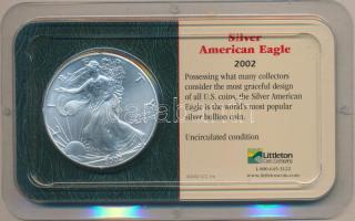 Amerikai Egyesült Államok 2002. 1$ Ag "Liberty" T:1 Dísztokban tanúsítvánnyal USA 2002. 1 Dollar Ag "Liberty" in case with certificate C:Unc