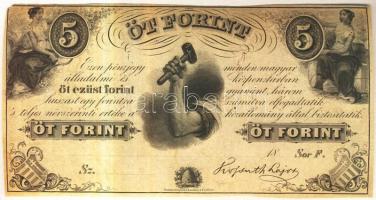 1852. 5Ft F Kossuth bankó keltezés nélkül T:I- / Hungary 1852. 5 Forint F Kossuth without date C:AU Adamo G118.