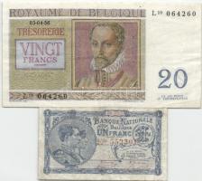 Belgium 1920. 1Fr + 1956. 20Fr T:III Belgium 1920. 1 Franc + 1956. 20 Francs C:F