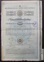 Ausztria /Bécs 1880. "Österreichische Boden-Credit-Anstalt" prémium kötvény 100G-ről szelvényekkel Austria / Vienna 1880. "Österreichische Boden-Credit-Anstalt" premium bond about 100 Gulden with coupons