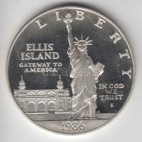 Amerikai Egyesült Államok 1986. 1$ Ag "Szabadság-szobor" T:PP USA 1986. 1 Dollar Ag "Ellis Island" C:PP