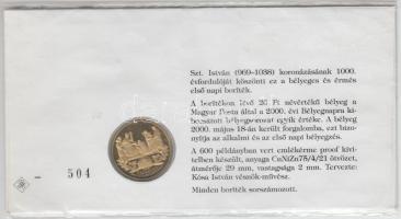2000. "Ezeréves Magyarország-Szt.István" emlékérem érmés borítékon, első napi bélyegzővel ...
