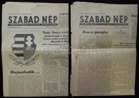 1956 október 28. és 29. Szabad Nép c. folyóirat száma a forradalom híreivel és az új nemzeti kormány tagjainak a névsorával, Nagy Imre rádiónyilatkozatával