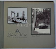 cca 1900 Gevaert promóciós fotóalbum különböző típusú filmjeik bemutatására (egy kép hiányzik, kettőn kis sérülés) /  Gevaert photo album (one photo missing, two with faults), 21,5x27,5cm