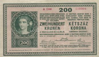 1918. 200K "A 2100", hullámos hátlap (2x) egymás utáni sorszámmal T:II fo