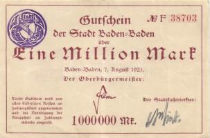 Német Birodalom / Weimari Köztársaság / Baden-Baden / Halle / Kassel 1923. 5db különféle szükségpénz...