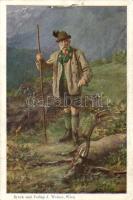 Franz Joseph, hunting outfit, 1910 Vienna Hunting Expo postcard (pinhole)