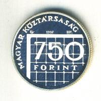 1997. 750Ft Ag "Labdarúgó VB" T:PP Dísztokban, tanúsítvánnyal