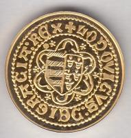 "Magyar aranypénzek utánveretben - I. Nagy Lajos aranyforint" aranyozott Ag emlékérem (5.5...