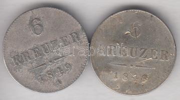 Ausztria 1849A 6Kr Ag (2x) T:3 Austria 1849A 6 Kreuzer Ag (2x) C:F