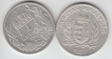 1915. 1K Ag T:2- ph. + 1937. 1P Ag T:2