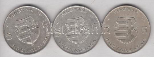 1947. 5Ft Ag "Kossuth" (3x) T:2-,3