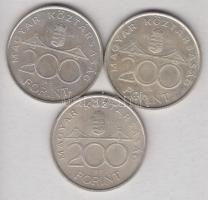 1993-95. 200Ft Ag "MNB" / "Deák" (3x) T:2-