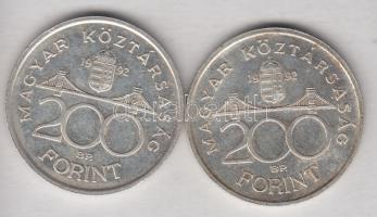 1992. 200Ft Ag "MNB" (2x) T:2