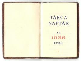 1936 Bőrborítású, kéményseprőt ábrázoló mini tárca-naptár, aranyozott lapszélekkel. Kitöltetlen 5x3 ...