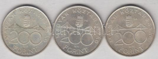 1994. 200Ft Ag "Deák" (3x) T:2-