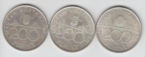 1993-94. 200Ft Ag "MNB" / "Deák" (3x) T:2-