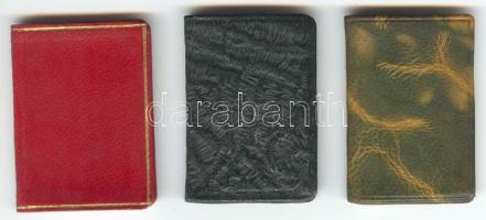 1932-1942 3 db Bőrborítású, mini tárca-naptár, aranyozott lapszélekkel. Kitöltetlen 5x3 cm