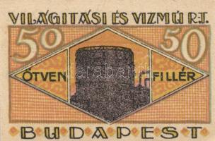 Budapest 1920. "Világítási és Vízmű R.T." Utalványa 20f, 50f, 1K, 2K, 5K, 10K T:I