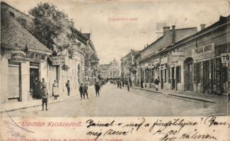 Kecskemét Nagykőrösi utca, Somogyi Gyula, Szabó Péterné és Pollák Ármin üzletei (Rb)