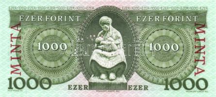 1996. 1000Ft "MINTA" perforációval és felülnyomással "E 00000434" sorozatszámmal...