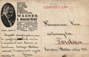 Kisláng Katolikus templom, hátoldalán Wágner, a hangszerkirály áruházának hirdetése (fl)