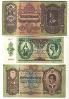 1930-1946. 30db bankjegy a pengő korszakból, közte fordított címeres adópengő is T:II,II-,III