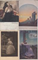 20 db régi, vegyes tematikájú motívumlap, művész és üdvözlőlapok, illetve vallási, katonai és erotikus tematikájú lapok