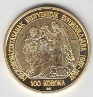 "Magyar aranypénzek utánveretben - Ferenc József jubileumi 100 korona" aranyozott Ag(0.999...