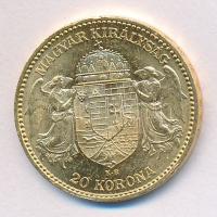 1893. 20K Au "Ferenc József" kis király veret! (6.77g/0.900) T:2 apró ph. Hungary 1893. 20 Korona Au "Franz Joseph" small king! (6.77g/0.900) C:XF