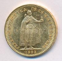 1893. 20K Au "Ferenc József" kis király veret! (6.77g/0.900) T:2 apró ph.
Hungary 1893. 20...