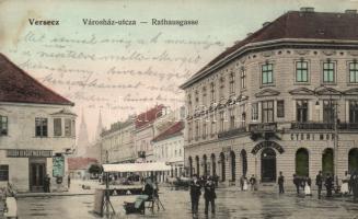 Versec Town Hall street, Bank, Shop of Győri Mór (EK)