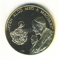 Bognár György (1944-) / Lebó Ferenc (1960-) 1991. "II.János Pál pápa látogatása - Szombathely" aranyozott emlékérem (d=43mm) T:PP