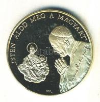 Bognár György (1944-) 1991. "II.János Pál pápa látogatása - Esztergom" aranyozott emlékérem (42,5mm) T:PP