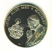 Bognár György (1944-) / Lebó Ferenc (1960-) 1991. "II.János Pál pápa látogatása - Budapest" aranyozott emlékérem (d=43mm) T:PP