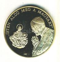 Bognár György (1944-) / Lebó Ferenc (1960-) 1991. "II.János Pál pápa látogatása - Máriapócs" aranyozott emlékérem (d=43mm) T:PP