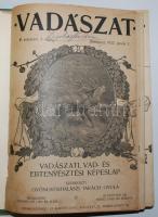 1922 A Vadászat c. lap egy szám (4.) híján teljes évfolyama egybekötve egészvászon kötésben, a végén néhány lapnyi kézzel írt jegyzettel, jó állapotban